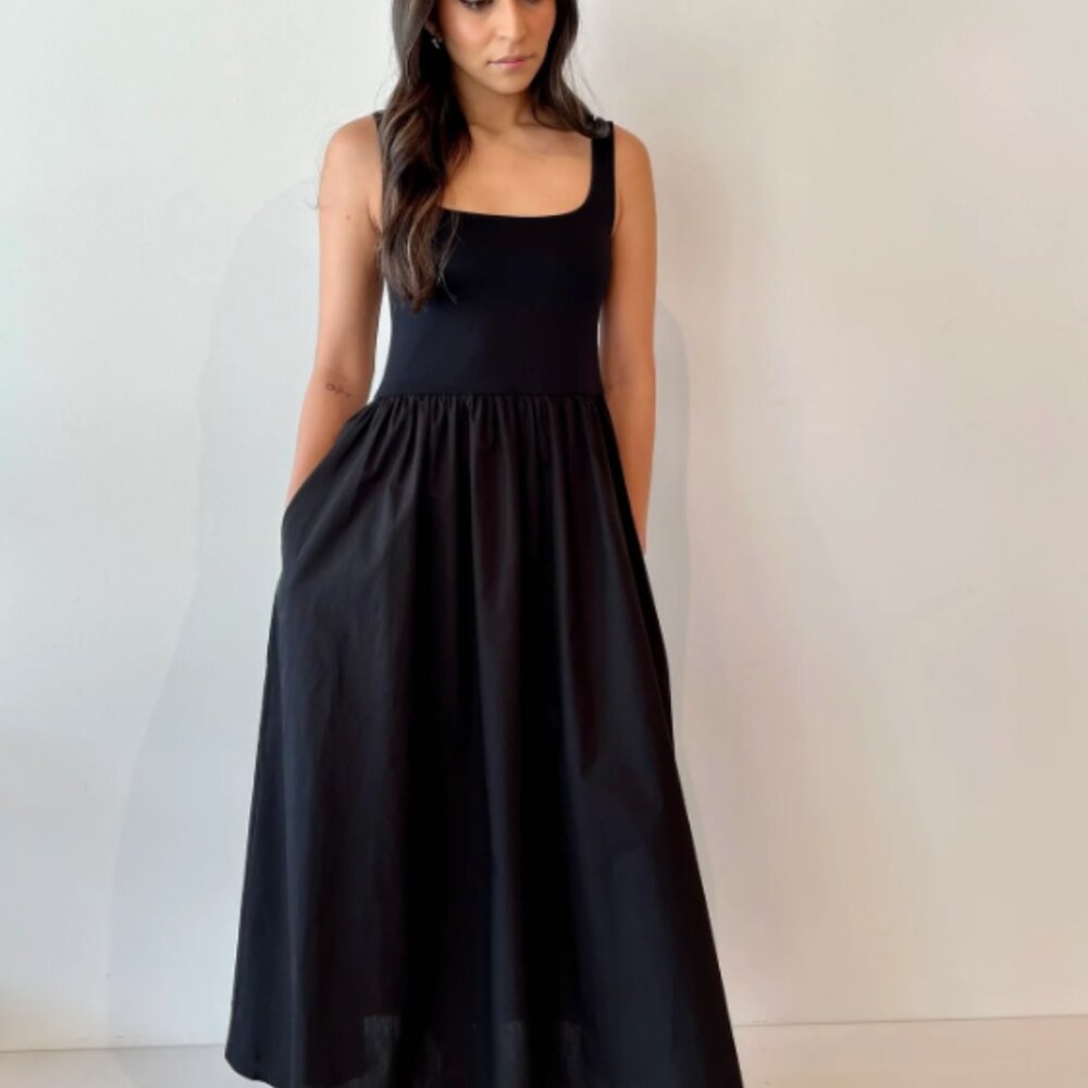 Black Cotton Maxi Dress